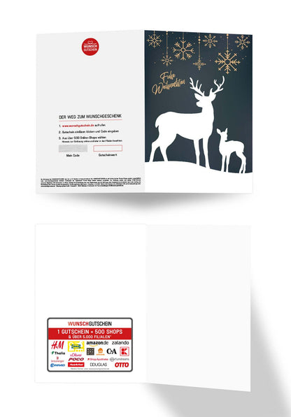 Wunschgutschein Frohe Weihnachten - Rentier Grün – Geschenkgutschein Ansicht 3