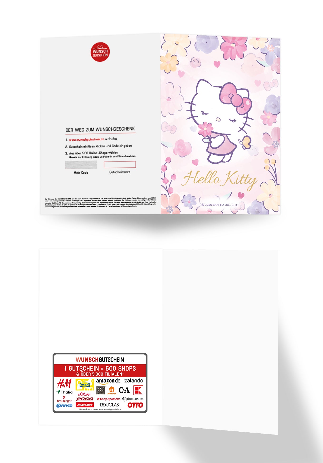 Wunschgutschein Hello Kitty - Blumenrahmen PDF – Geschenkgutschein Ansicht 3