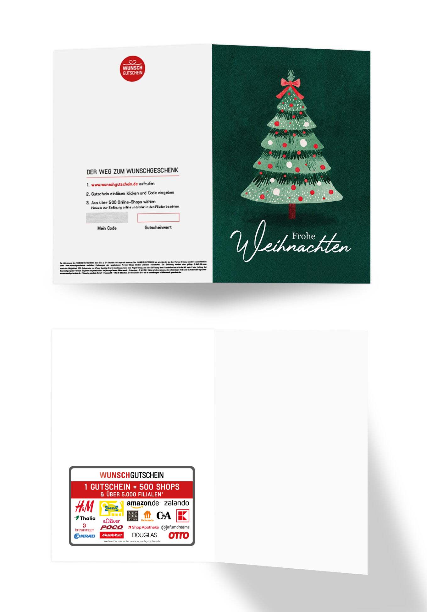 Wunschgutschein Frohe Weihnachten - Tannenbaum Grün – Geschenkgutschein Ansicht 3