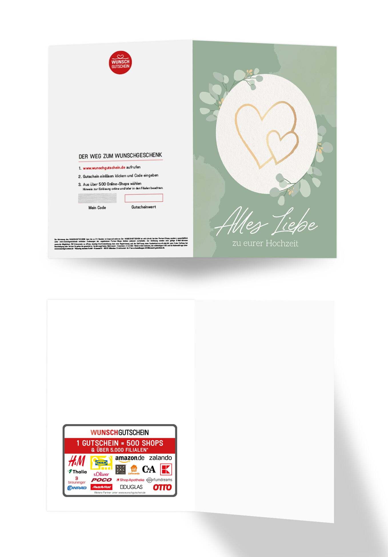 Wunschgutschein Alles Liebe zu eurer Hochzeit - Herzen Gold – Geschenkgutschein Ansicht 3
