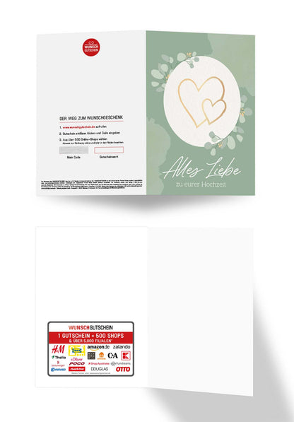 Wunschgutschein Alles Liebe zu eurer Hochzeit - Herzen Gold – Geschenkgutschein Ansicht 3