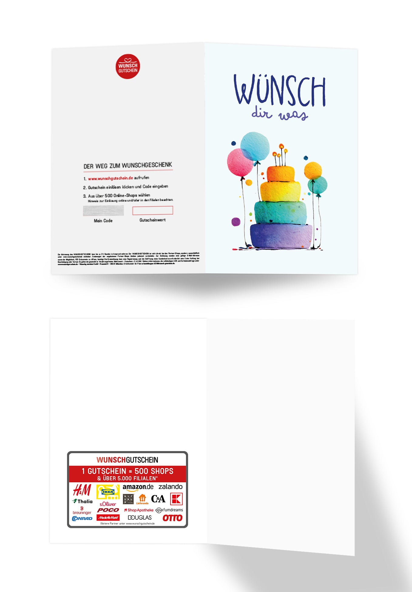 Wunschgutschein Wünsch dir was - Torte und Ballons Bunt – Geschenkgutschein Ansicht 3