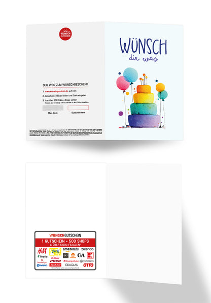 Wunschgutschein Wünsch dir was - Torte und Ballons Bunt – Geschenkgutschein Ansicht 3