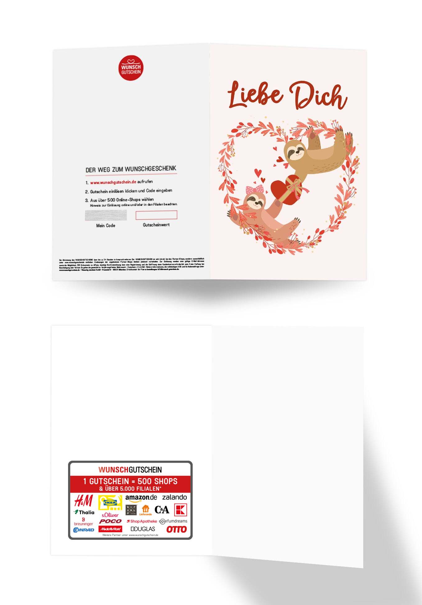 Wunschgutschein Liebe Dich - Faultiere – Geschenkgutschein Ansicht 3