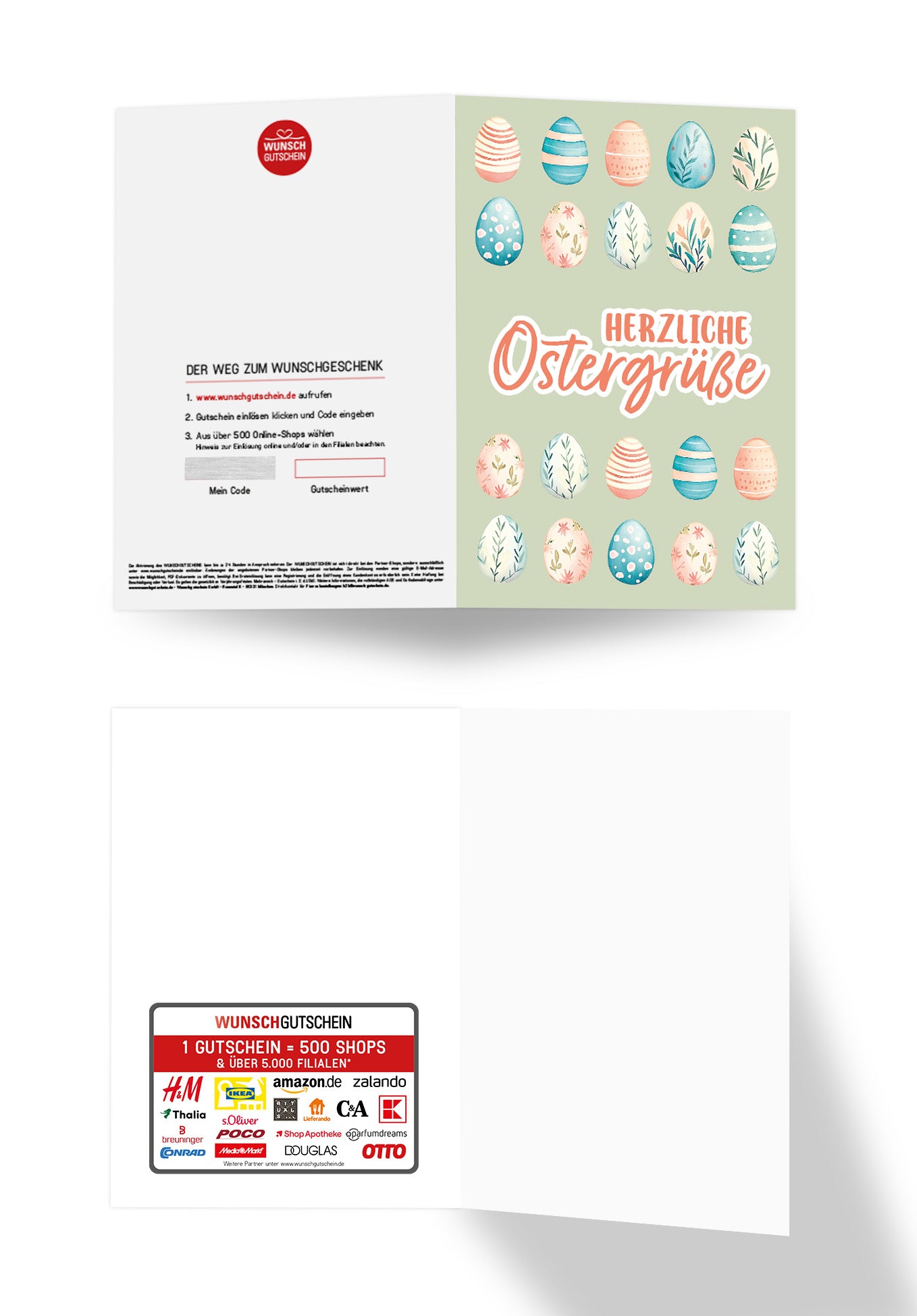 Wunschgutschein Herzliche Ostergrüße - Eiermuster Grün – Geschenkgutschein Ansicht 7