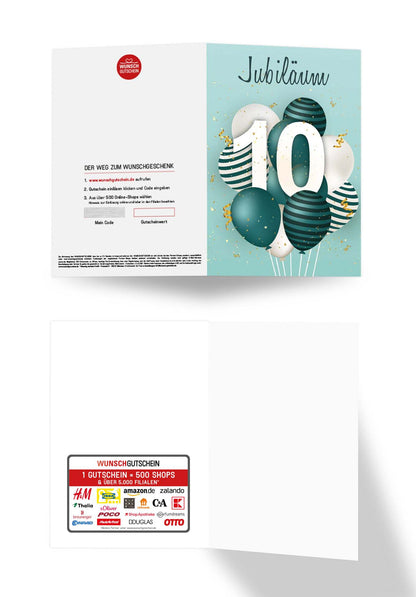 Wunschgutschein 10 Jahre Jubiläum - Ballons Grün – Geschenkgutschein Ansicht 2