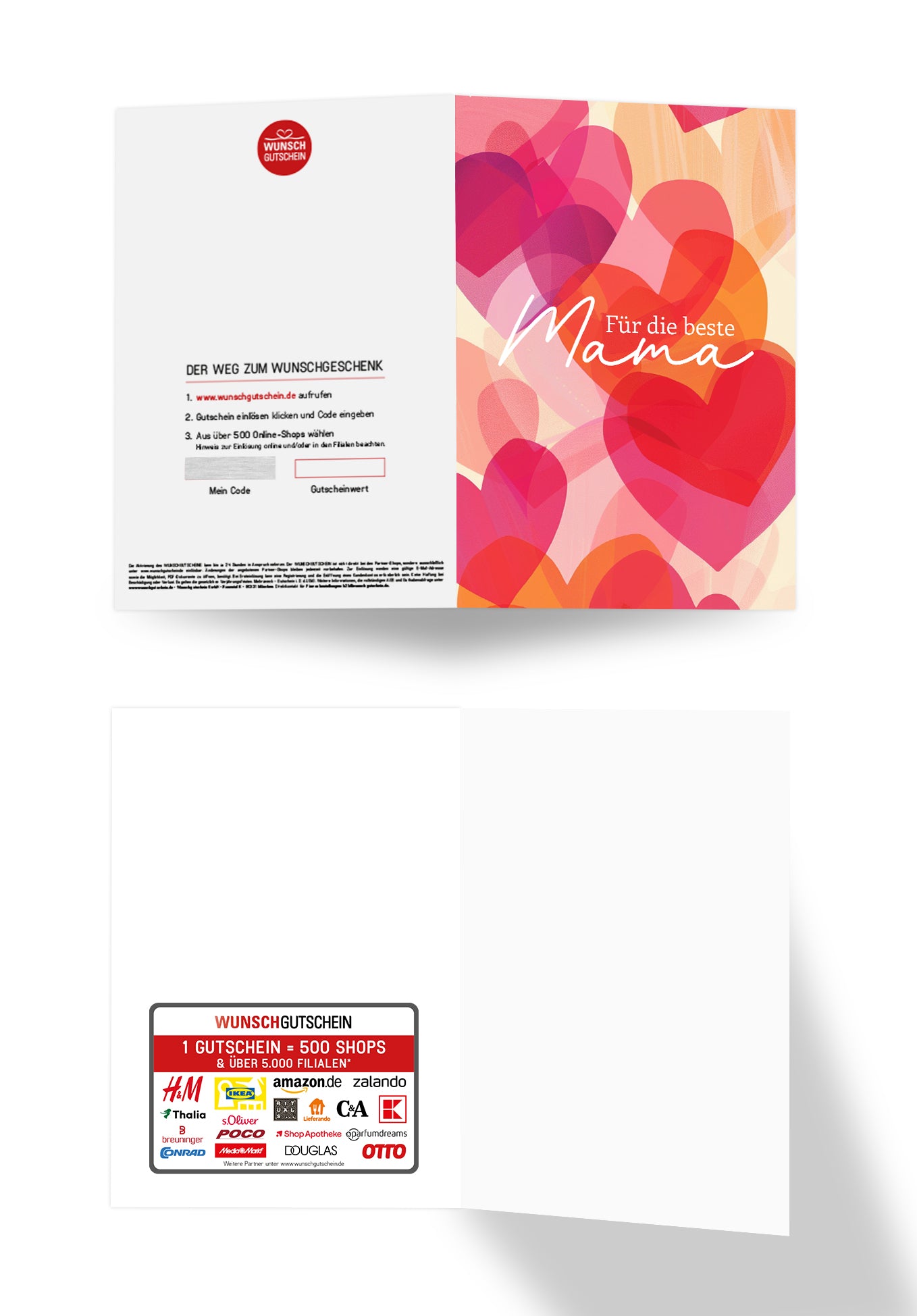 Wunschgutschein Für die beste Mama - Herzen Pink Orange PDF – Geschenkgutschein Ansicht 3