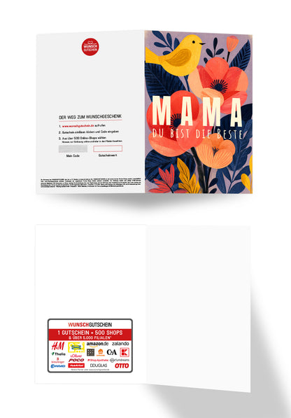 Wunschgutschein Mama du bist die Beste - Mohnblumen – Geschenkgutschein Ansicht 3