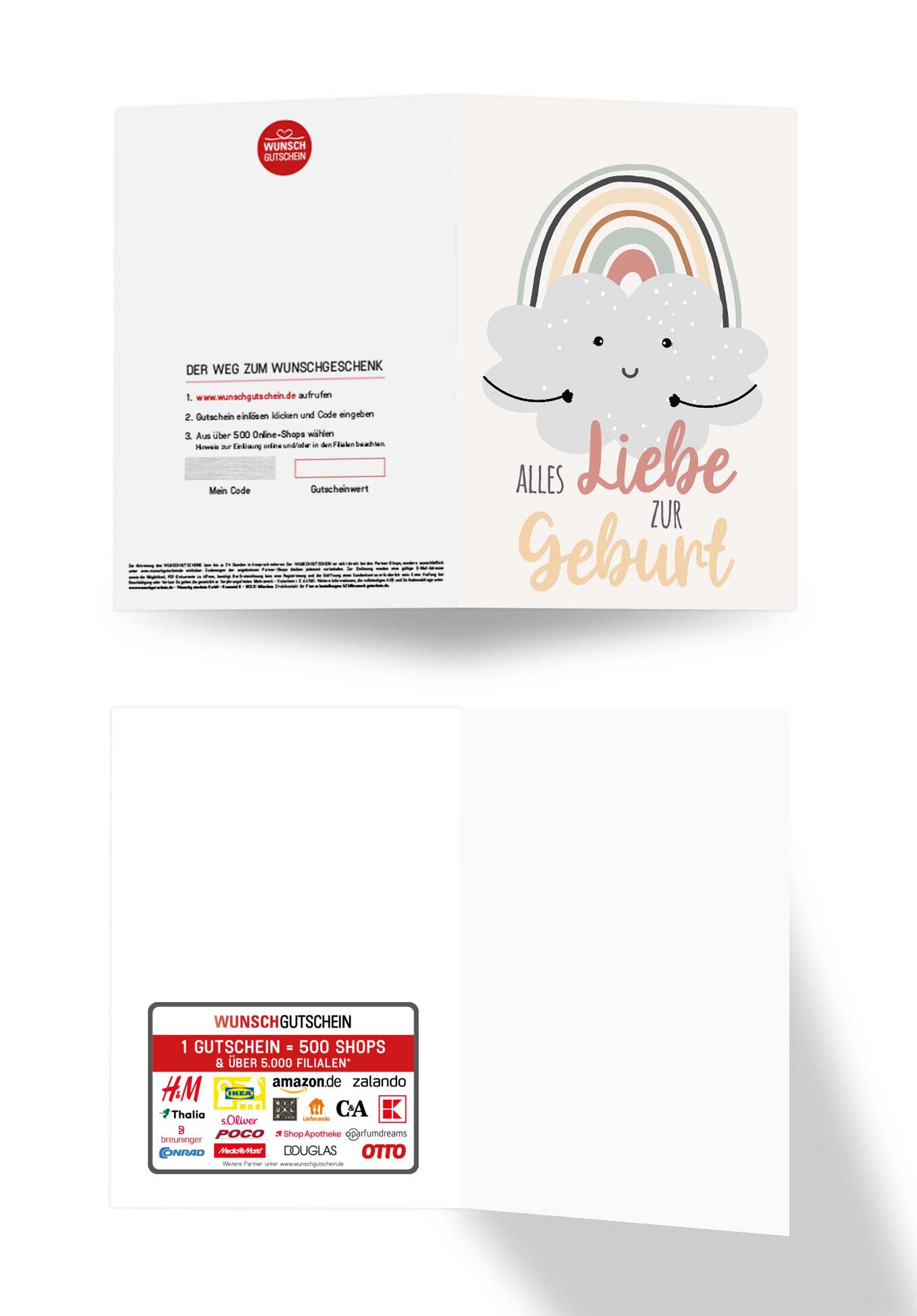 Wunschgutschein Alles Liebe zur Geburt - Wolke Regenbogen PDF – Geschenkgutschein Ansicht 3
