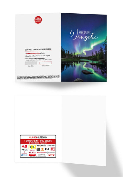 Wunschgutschein Für deine Wünsche - Polarlichter Wald – Geschenkgutschein Ansicht 3