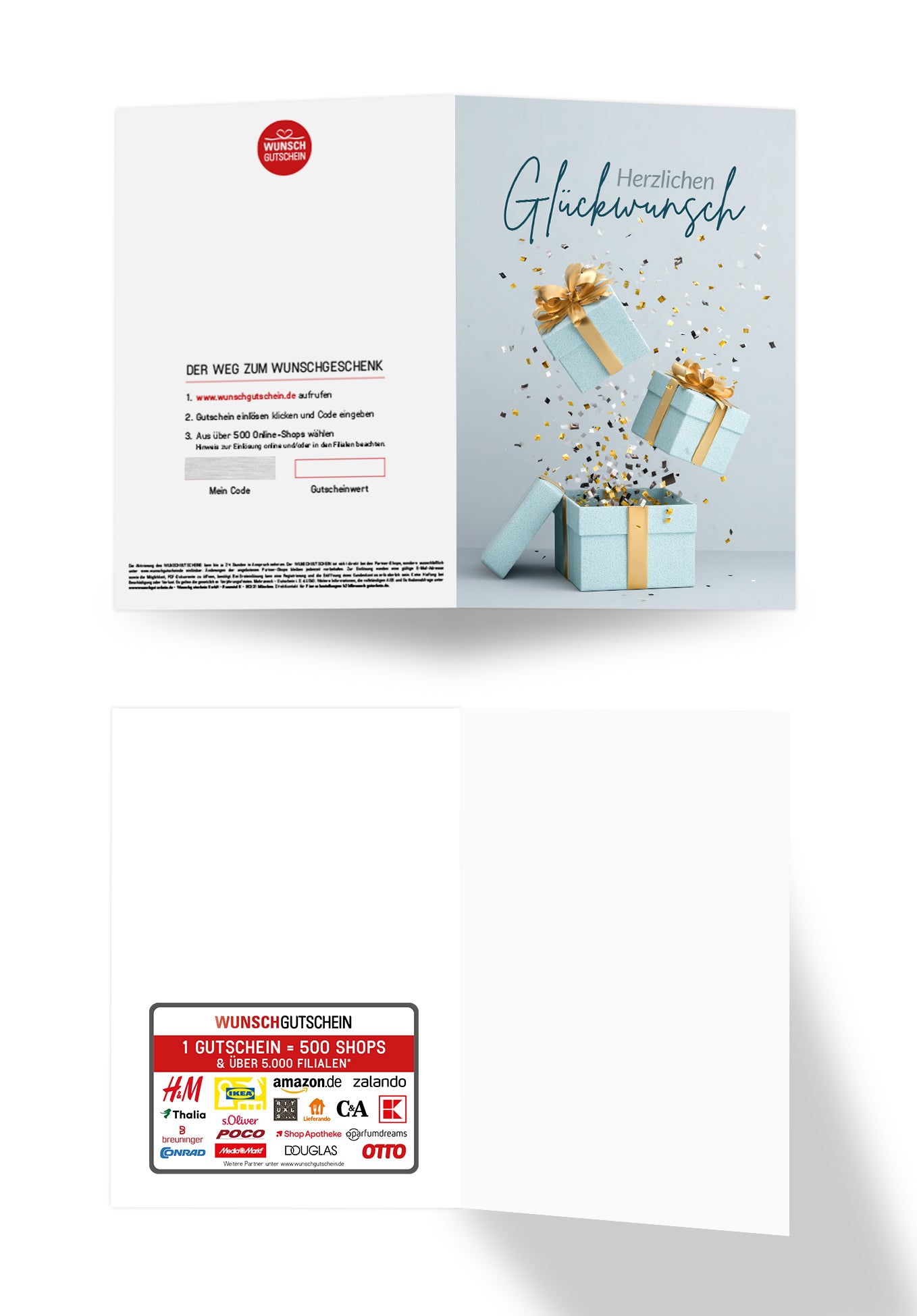 Wunschgutschein Herzlichen Glückwunsch - Geschenkboxen Blau Gold PDF – Geschenkgutschein Ansicht 3