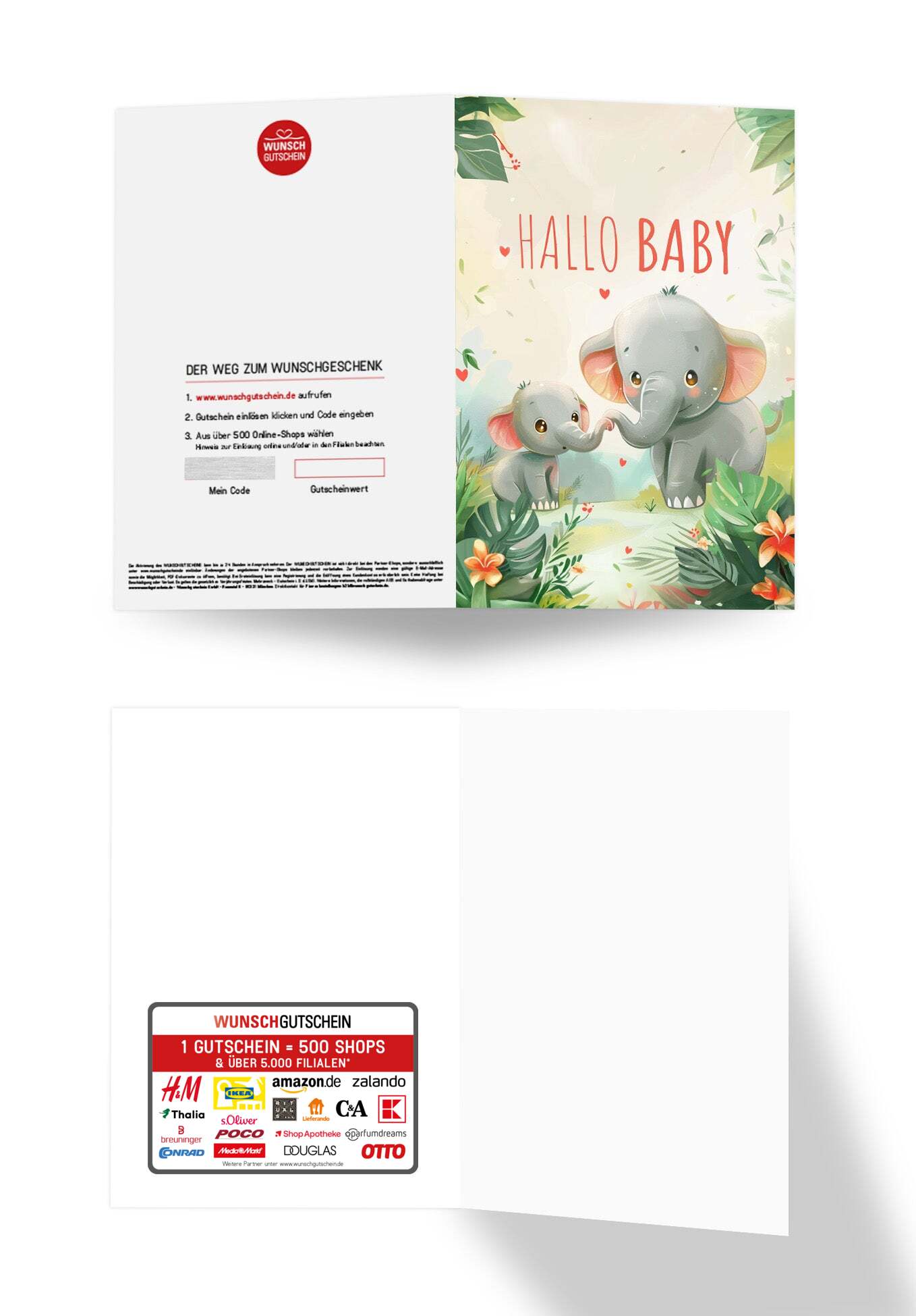 Wunschgutschein Hallo Baby - Elefanten – Geschenkgutschein Ansicht 3