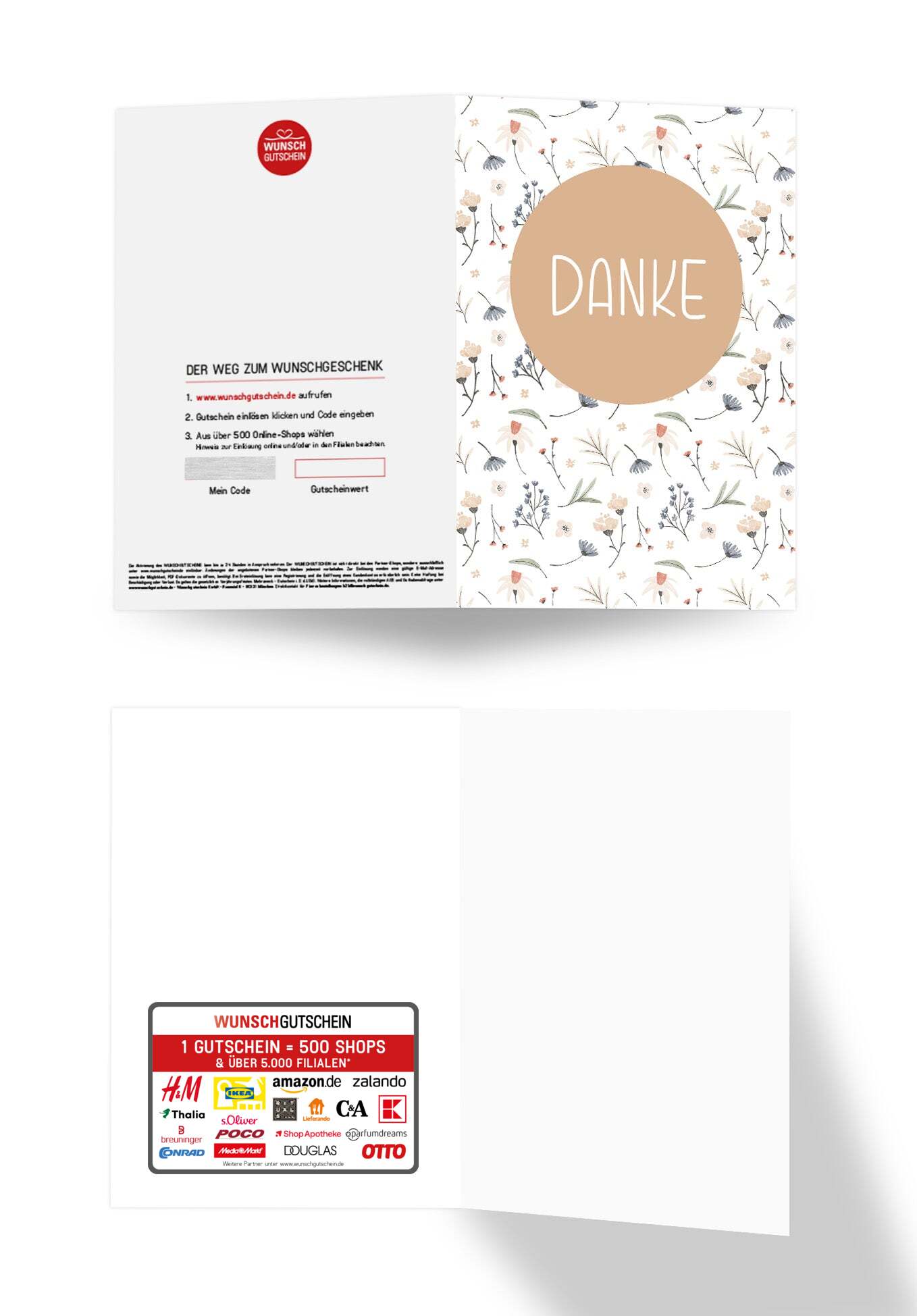 Wunschgutschein Danke - Blumen Weiß – Geschenkgutschein Ansicht 3