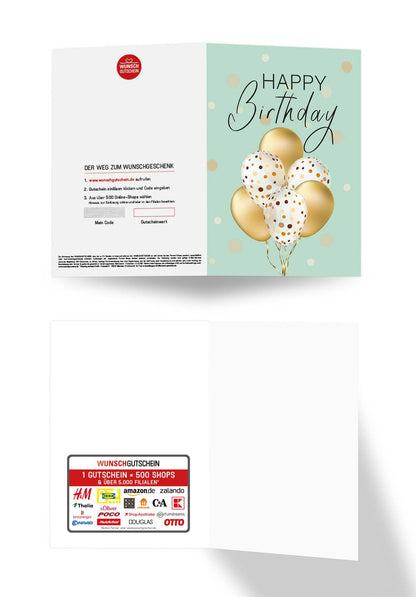 Wunschgutschein Happy Birthday - Ballons Gold – Geschenkgutschein Ansicht 3