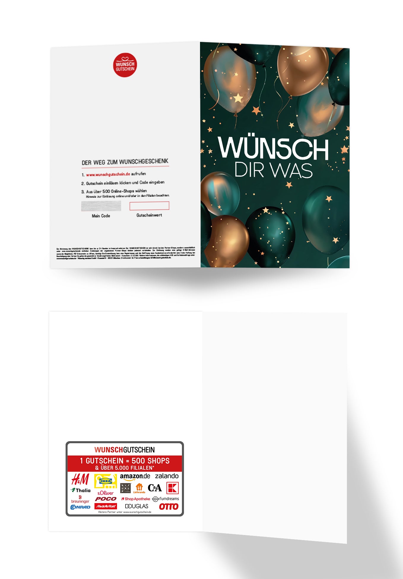 Wunschgutschein Wünsch dir was - Ballons Dunkelgrün Gold – Geschenkgutschein Ansicht 3