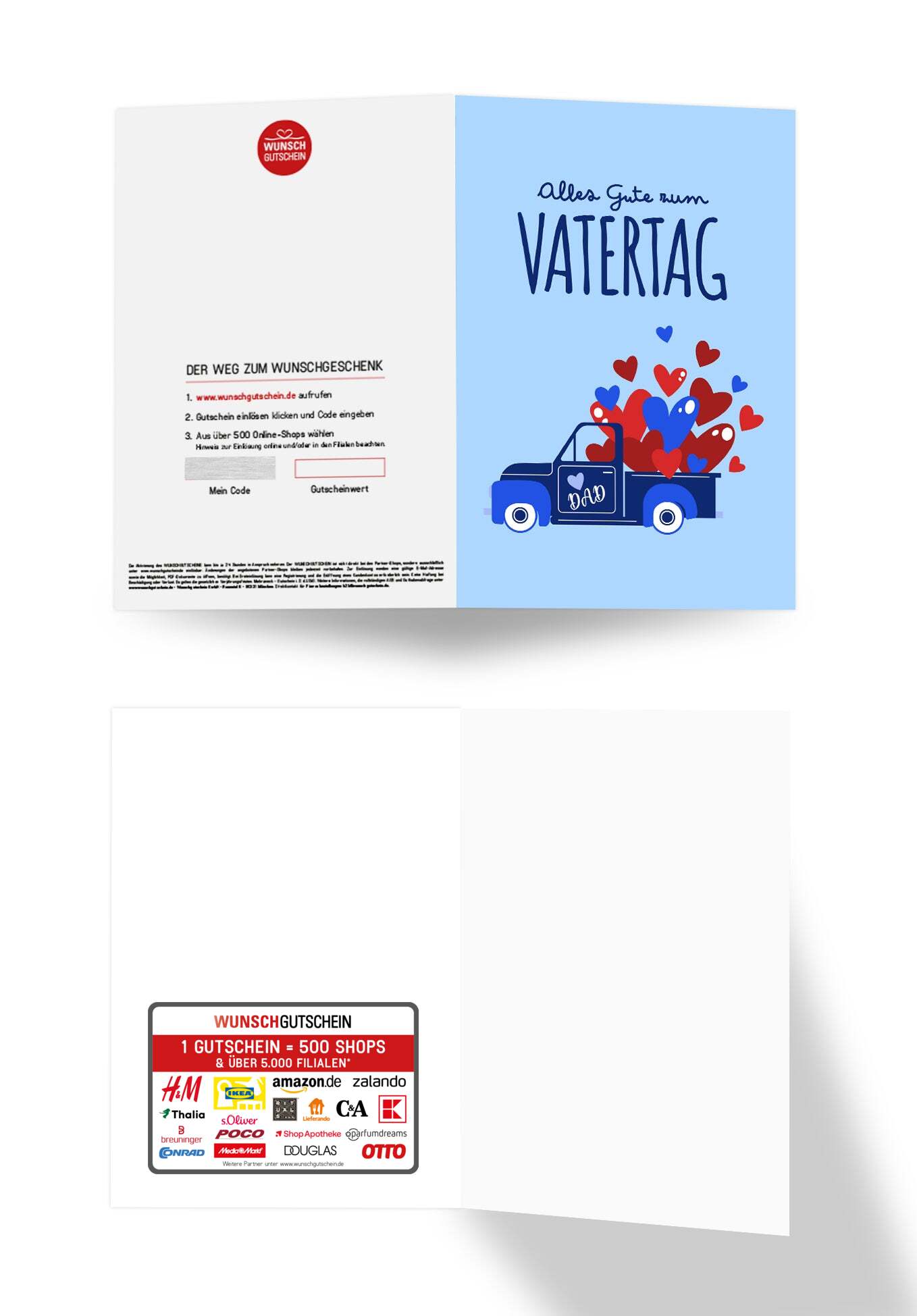 Wunschgutschein Alles Gute zum Vatertag - Laster Herzen Blau – Geschenkgutschein Ansicht 3