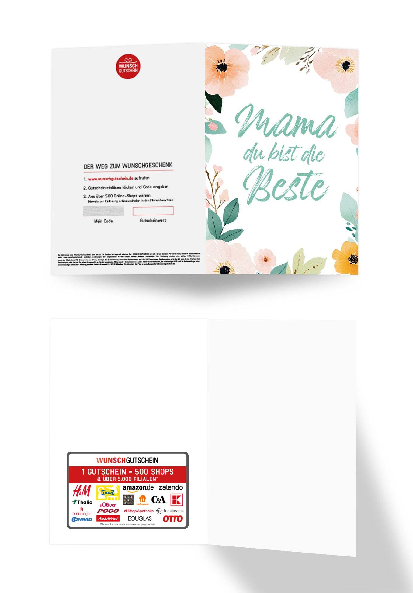 Wunschgutschein Mama du bist die Beste - Blumenrahmen – Geschenkgutschein Ansicht 3