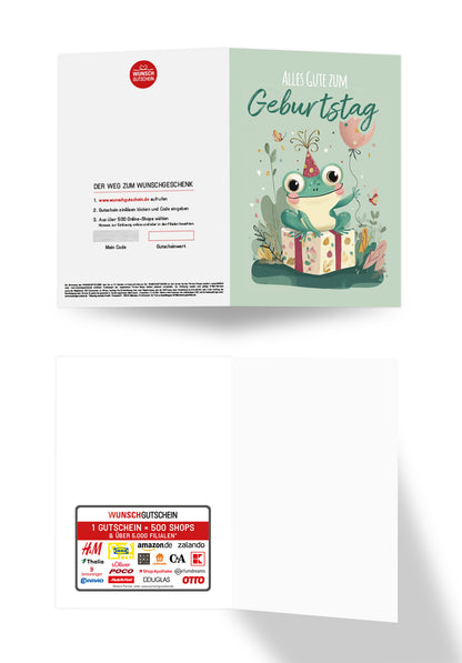 Wunschgutschein Alles Gute zum Geburtstag - Frosch – Geschenkgutschein Ansicht 3
