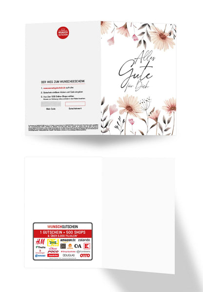 Wunschgutschein Alles Gute - Blumen weiß PDF – Geschenkgutschein Ansicht 3