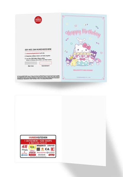 Wunschgutschein Hello Kitty - Happy Birthday - Hellblau PDF – Geschenkgutschein Ansicht 3