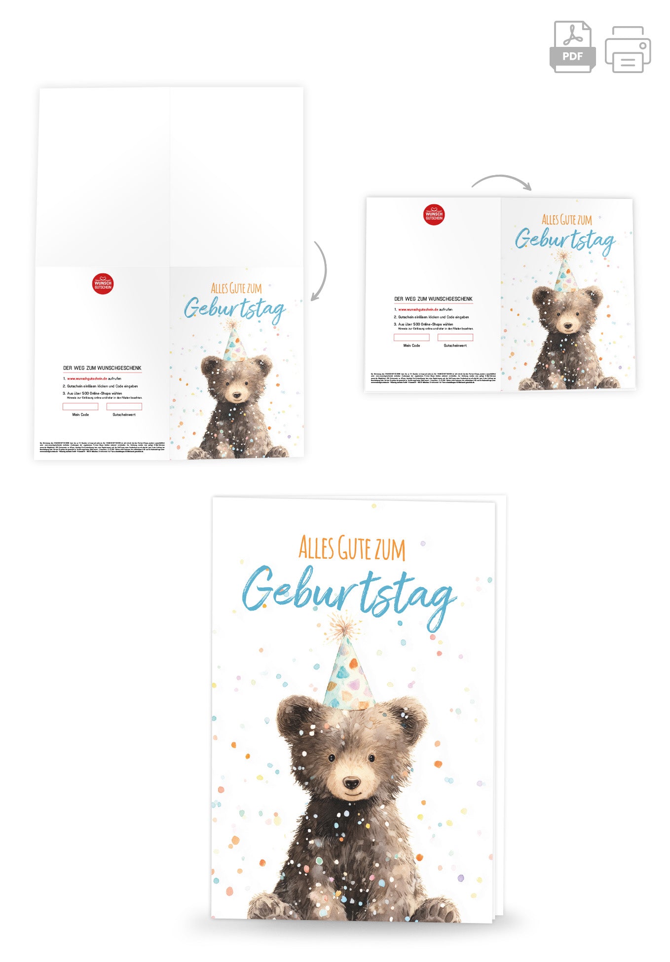 Wunschgutschein Alles Gute zum Geburtstag - Bär PDF – Geschenkgutschein Ansicht 4