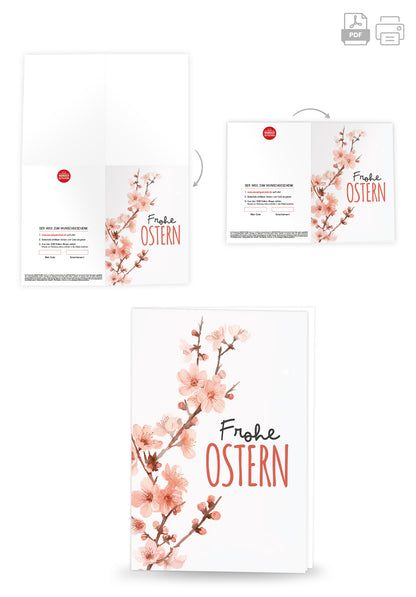 Wunschgutschein Frohe Ostern - Kirschblüten Aquarell – Geschenkgutschein Ansicht 4
