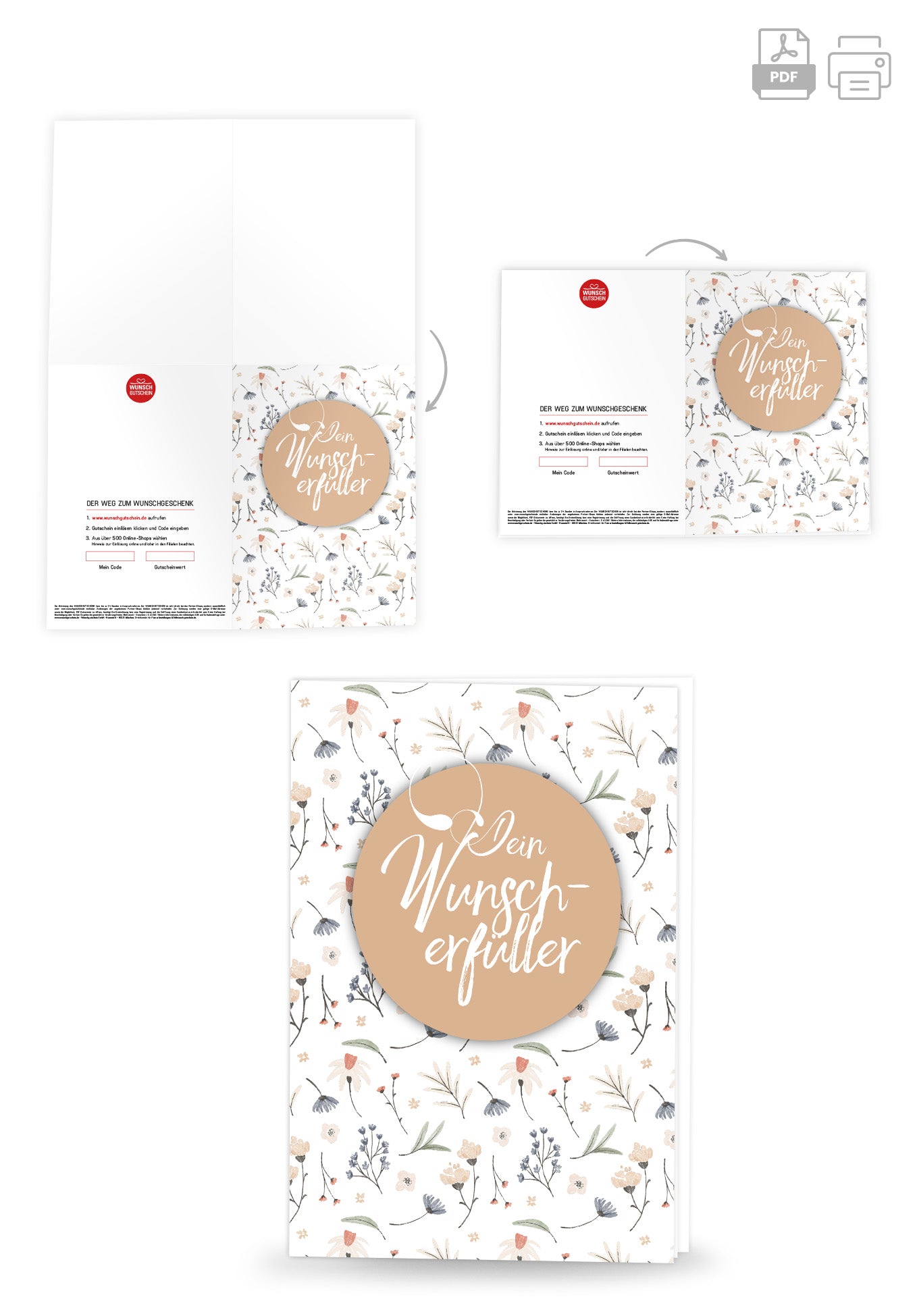 Wunschgutschein Dein Wunscherfüller - Blumen weiß PDF – Geschenkgutschein Ansicht 4
