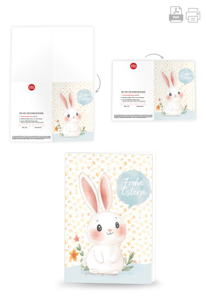 Wunschgutschein Frohe Ostern - Hase Sprechblase – Geschenkgutschein Ansicht 4