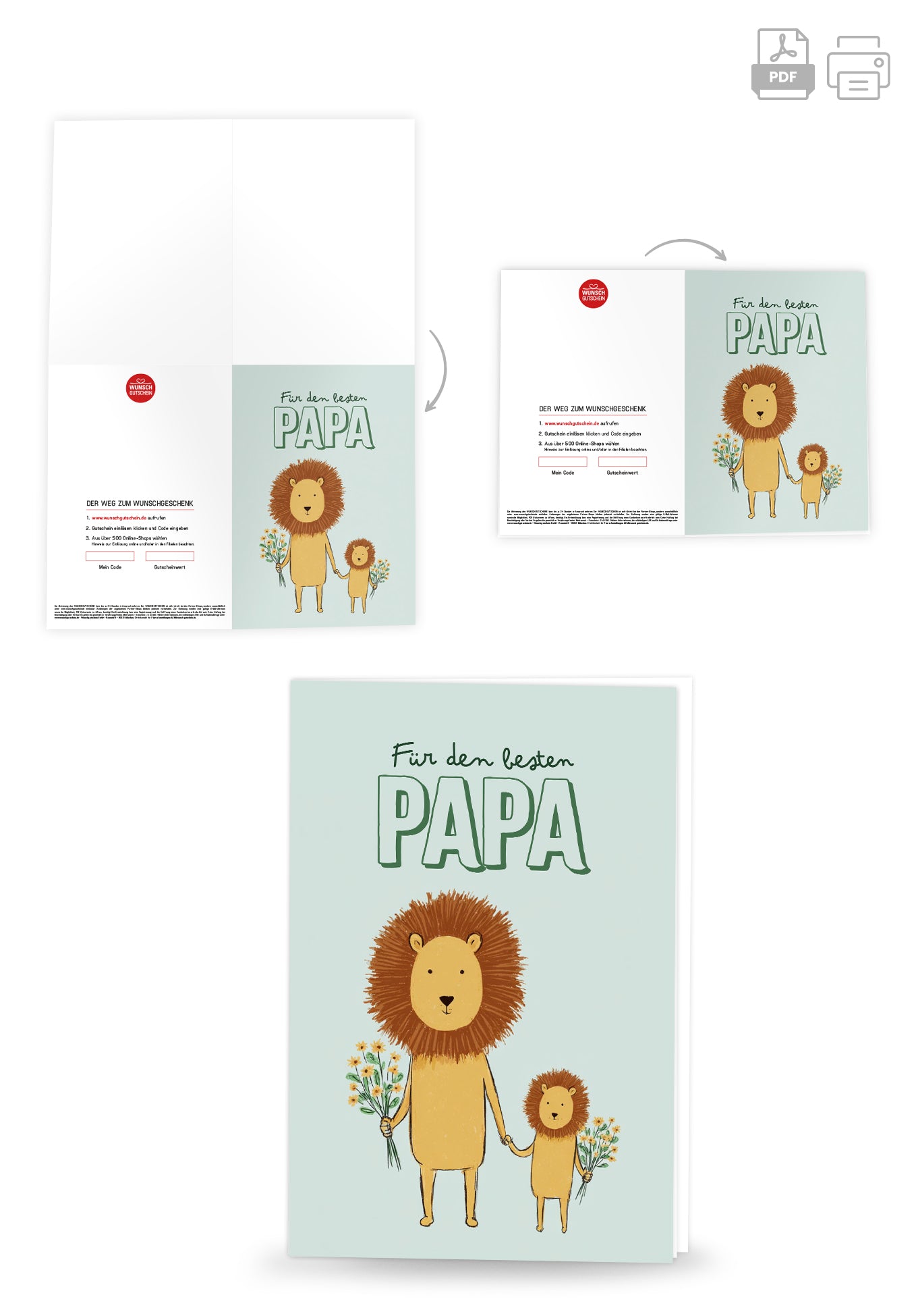 Wunschgutschein Für den besten Papa - Löwen Grün PDF – Geschenkgutschein Ansicht 4