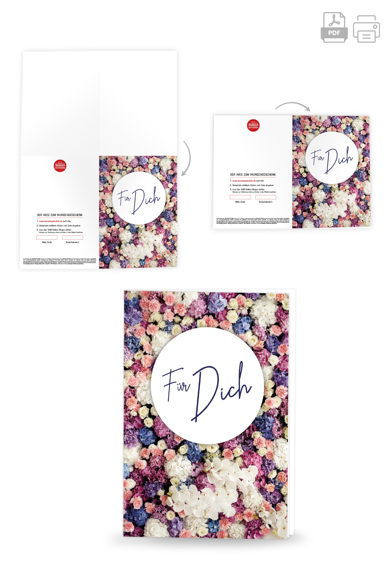 Wunschgutschein Für Dich - Bunte Blumen – Geschenkgutschein Ansicht 4