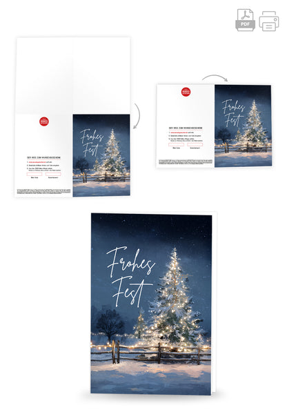 Wunschgutschein Frohes Fest - Tanne Leuchtend Blau PDF – Geschenkgutschein Ansicht 4