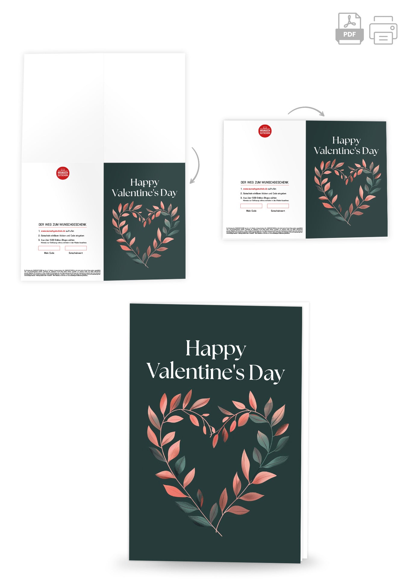 Wunschgutschein Happy Valentine's Day - Herz Dunkelgrün – Geschenkgutschein Ansicht 8