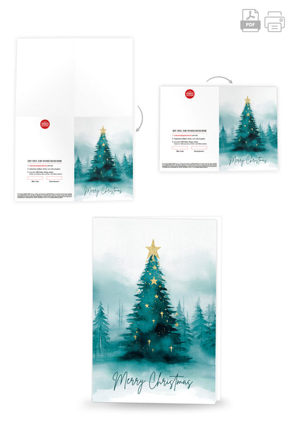 Wunschgutschein Frohe Weihnachten - Tannenbaum Aquarell Grün PDF – Geschenkgutschein Ansicht 4