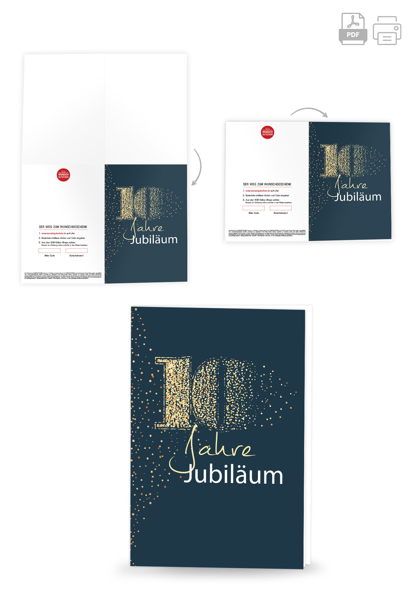 Wunschgutschein 10 Jahre Jubiläum - Blau Gold – Geschenkgutschein Ansicht 4