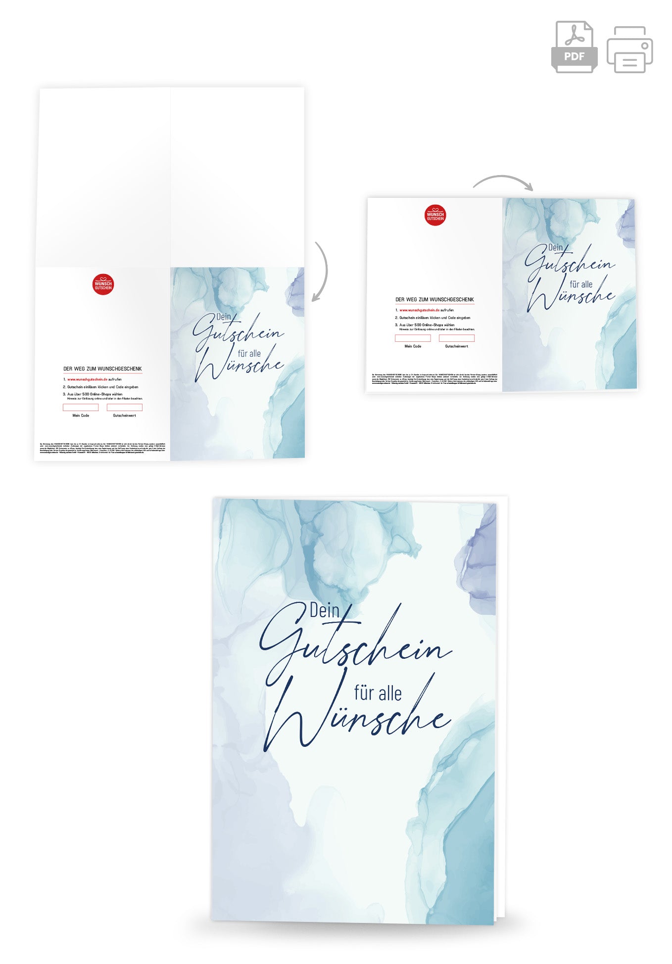 Wunschgutschein Für alle Wünsche - Aquarell Blau – Geschenkgutschein Ansicht 4
