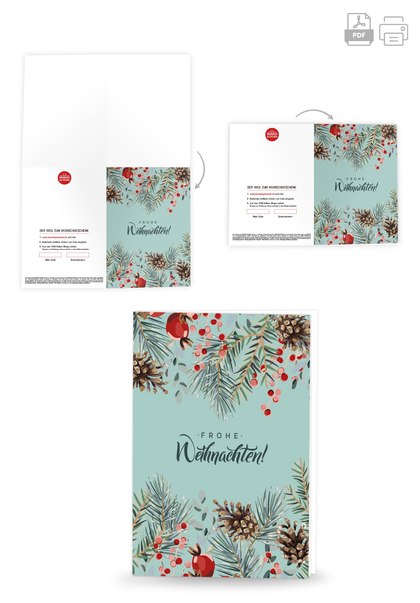 Wunschgutschein Frohe Weihnachten - Tannenzapfen – Geschenkgutschein Ansicht 4