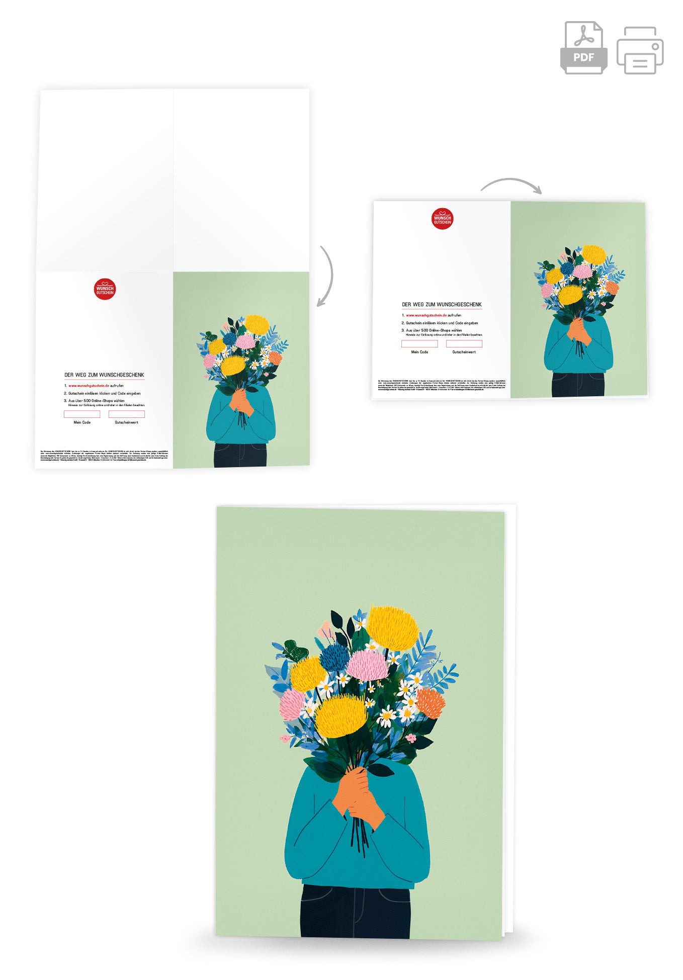 Wunschgutschein Blumenstrauß - Grün PDF – Geschenkgutschein Ansicht 4