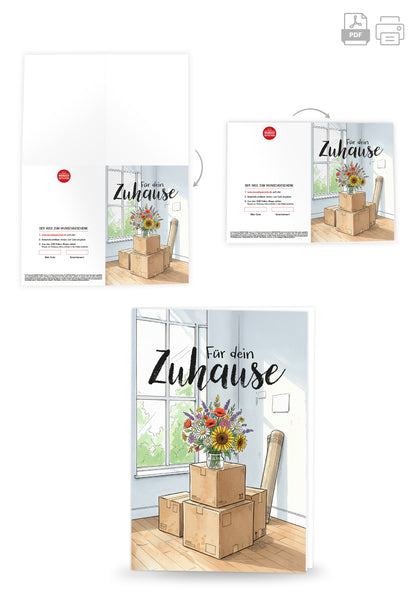 Wunschgutschein Für dein Zuhause - Blumenstrauß und Kartons PDF – Geschenkgutschein Ansicht 4