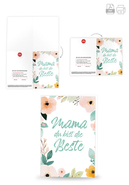 Wunschgutschein Mama du bist die Beste - Blumenrahmen – Geschenkgutschein Ansicht 4