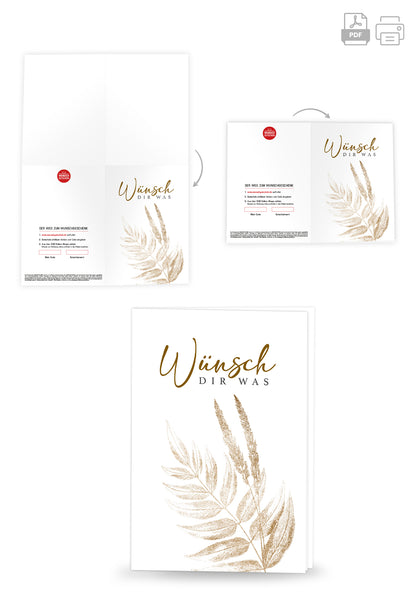 Wunschgutschein Wünsch dir was - Blätter Gold – Geschenkgutschein Ansicht 4