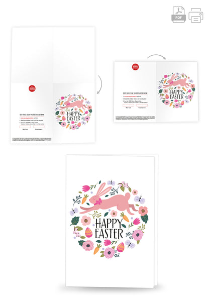 Wunschgutschein Happy Easter - Hase im Blumenkreis – Geschenkgutschein Ansicht 4