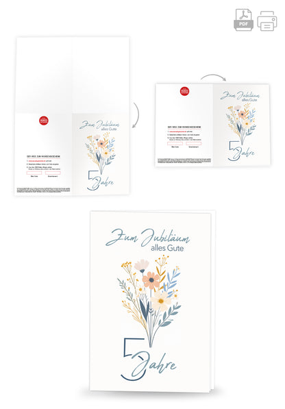 Wunschgutschein 5 Jahre - Blumenstrauß Weiß – Geschenkgutschein Ansicht 4