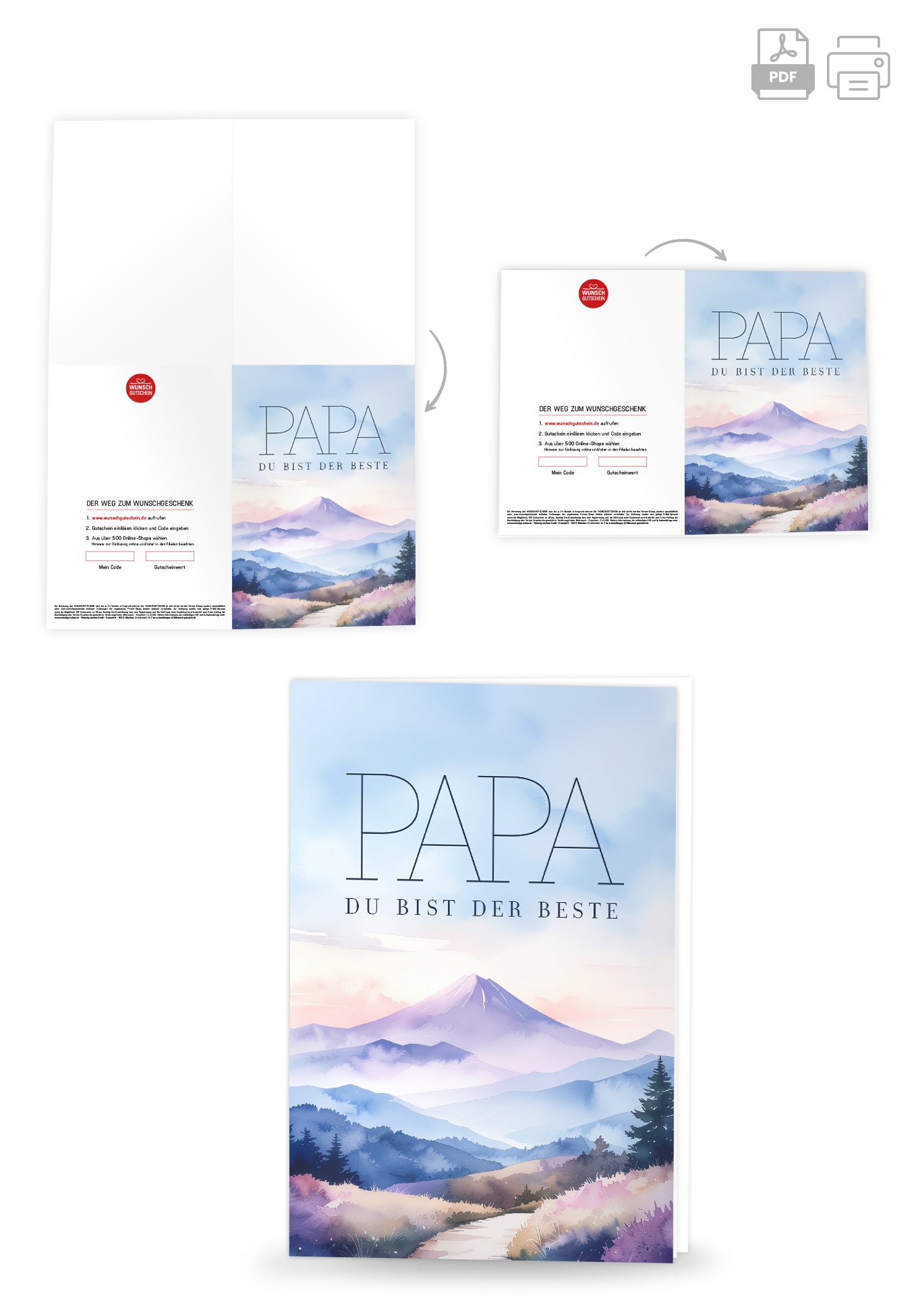 Wunschgutschein Papa du bist der Beste - Berg – Geschenkgutschein Ansicht 4