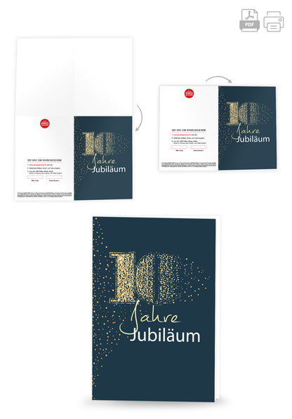 Wunschgutschein 10 Jahre Jubiläum - Blau Gold PDF – Geschenkgutschein Ansicht 3