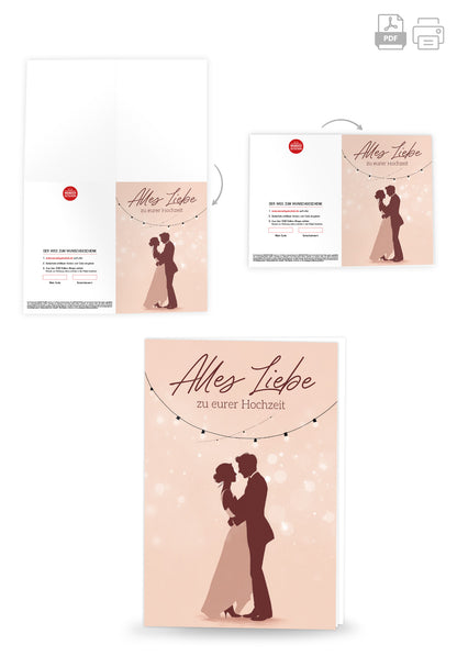Wunschgutschein Alles Liebe zu eurer Hochzeit - Paar Tanzend PDF – Geschenkgutschein Ansicht 4