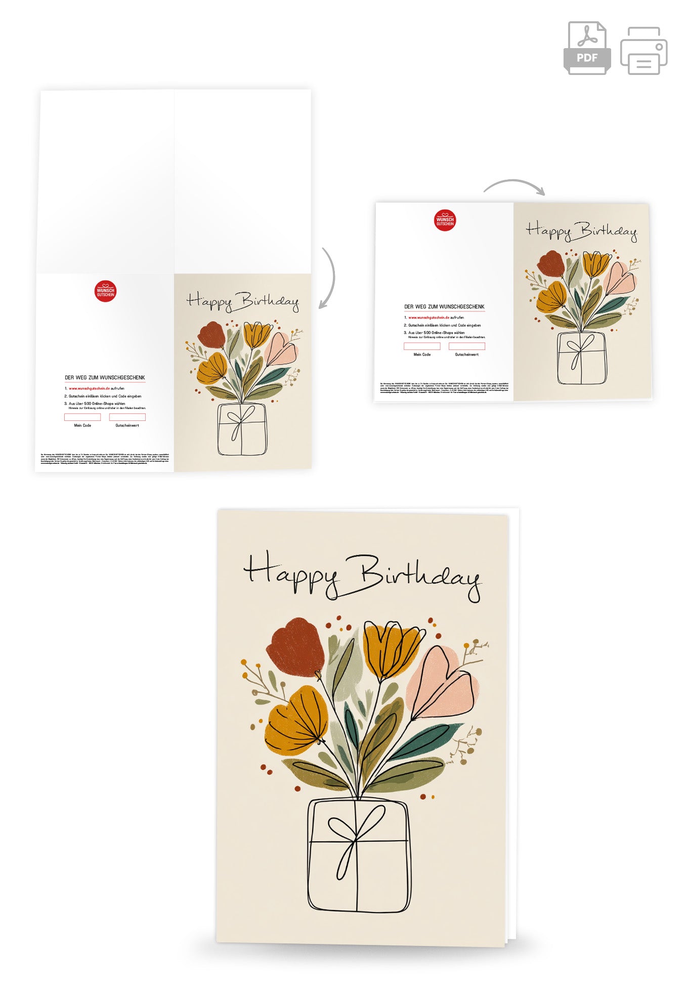Wunschgutschein Happy Birthday - Geschenk Blumen – Geschenkgutschein Ansicht 4