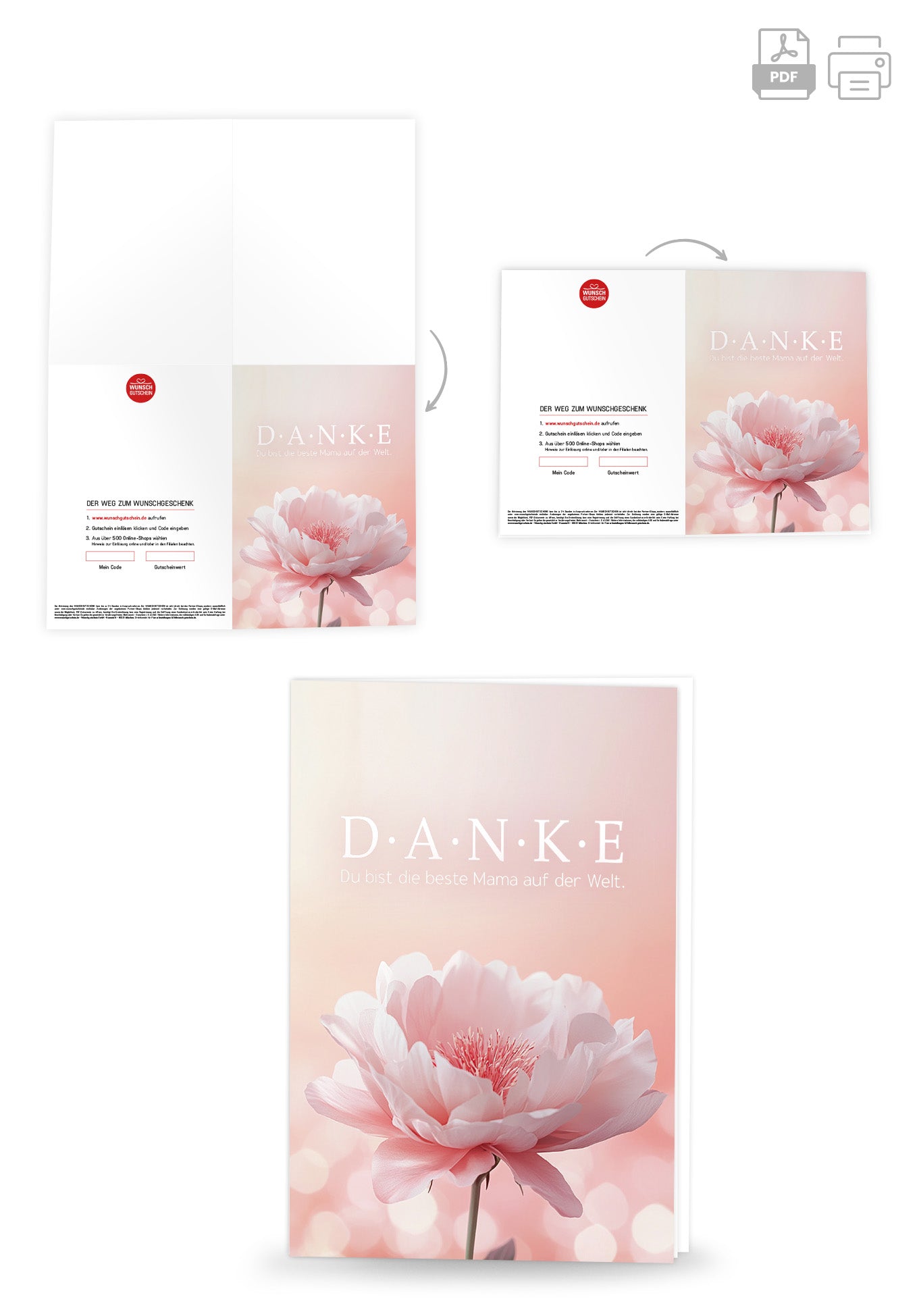 Wunschgutschein Danke Mama - Blume Rosa – Geschenkgutschein Ansicht 4