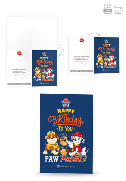 Wunschgutschein Paw Patrol - Happy Birthday to you - Dunkelblau PDF – Geschenkgutschein Ansicht 4