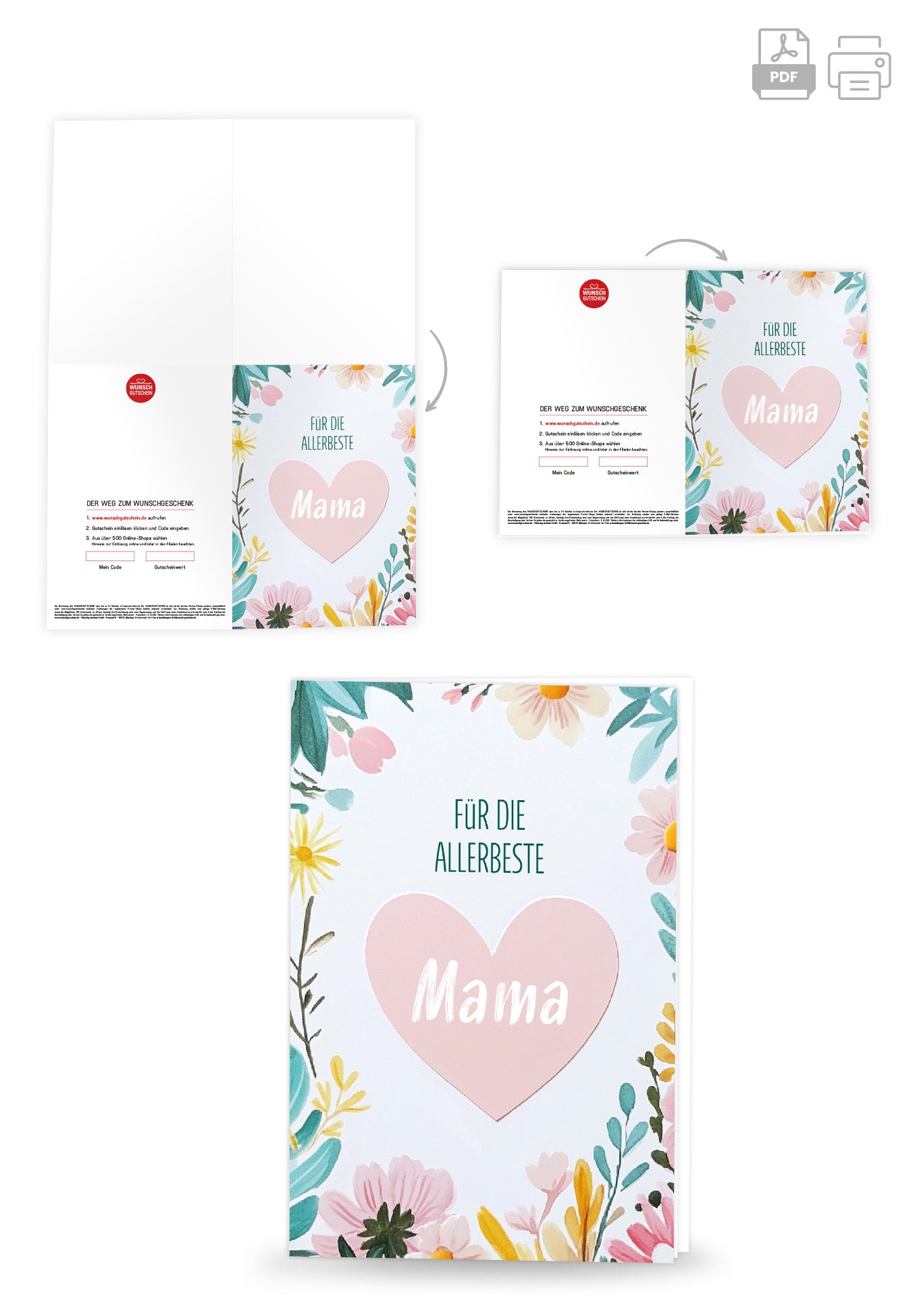 Wunschgutschein Für die allerbeste Mama - Herz – Geschenkgutschein Ansicht 4