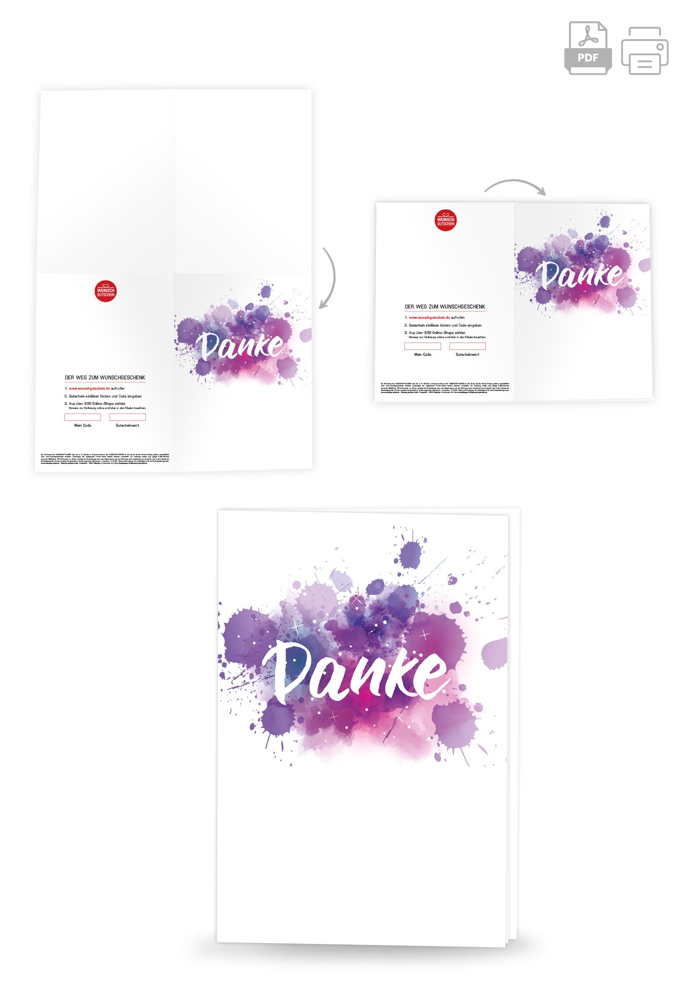 Wunschgutschein Danke - Lila PDF – Geschenkgutschein Ansicht 4